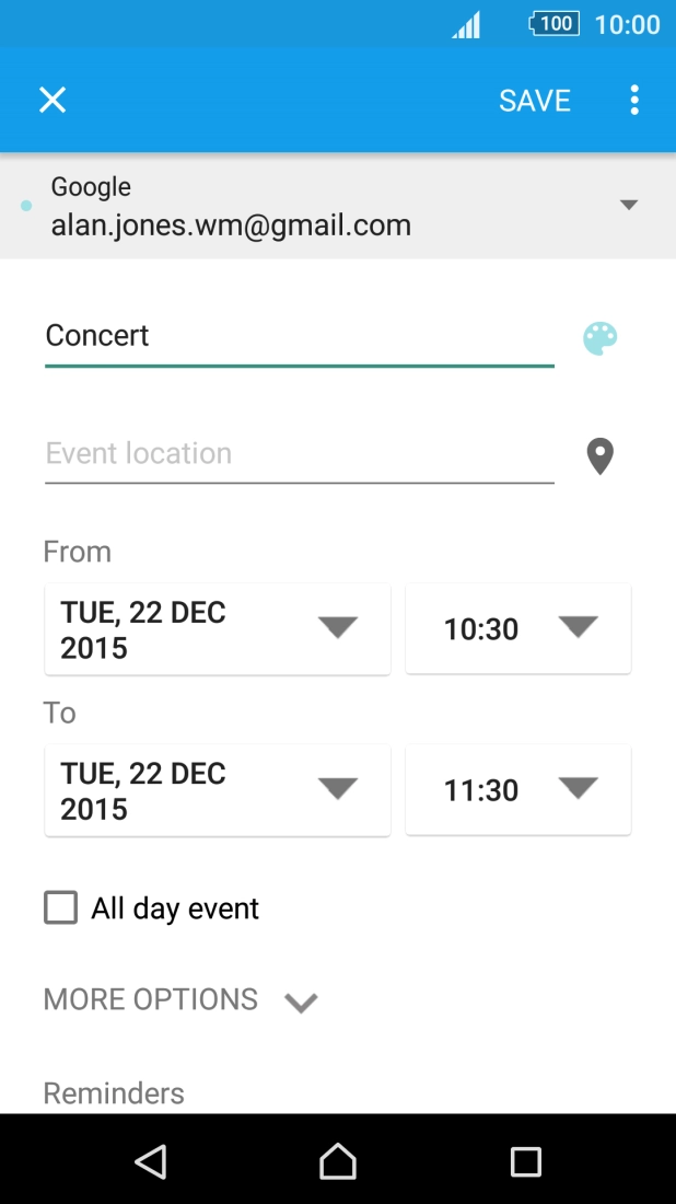 Press the time next to the start date.