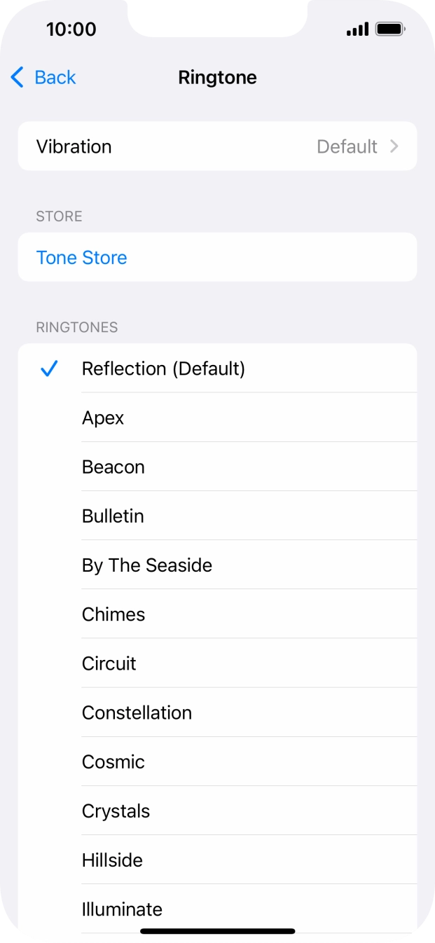 Press the different ring tones to hear them.