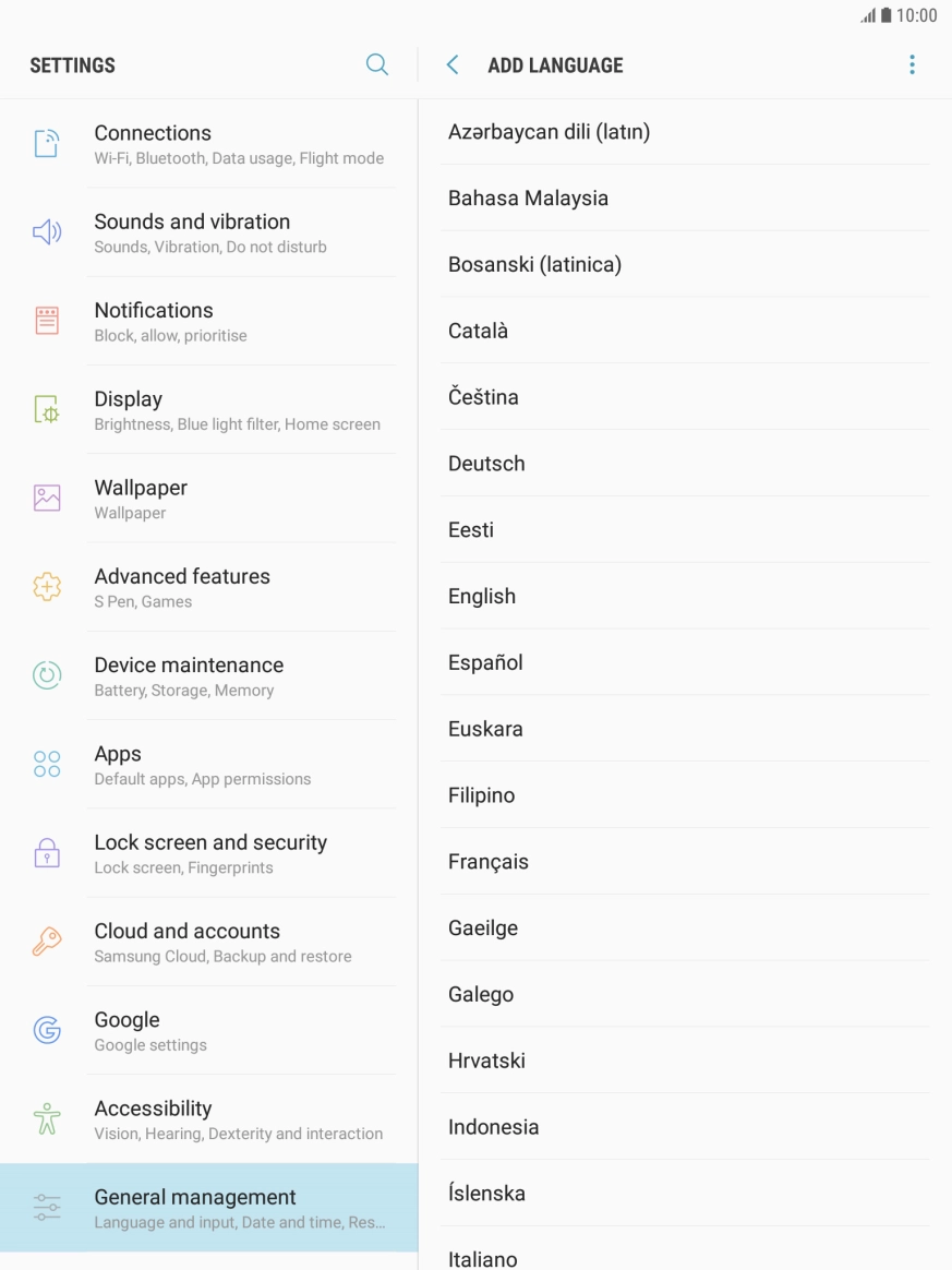 Press the required language.