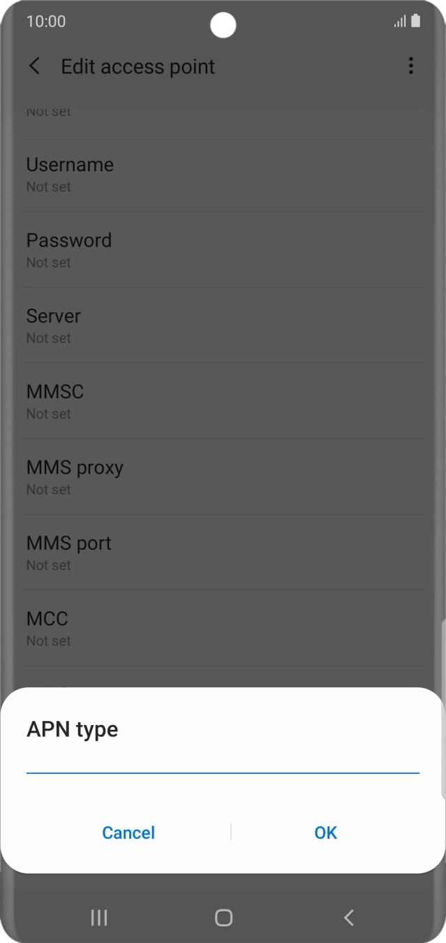 Key in default and press OK.