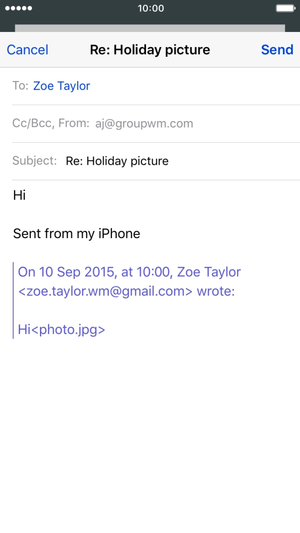 Write the text and press Send.