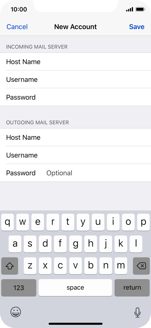 Press Password and key in the password for your email account.