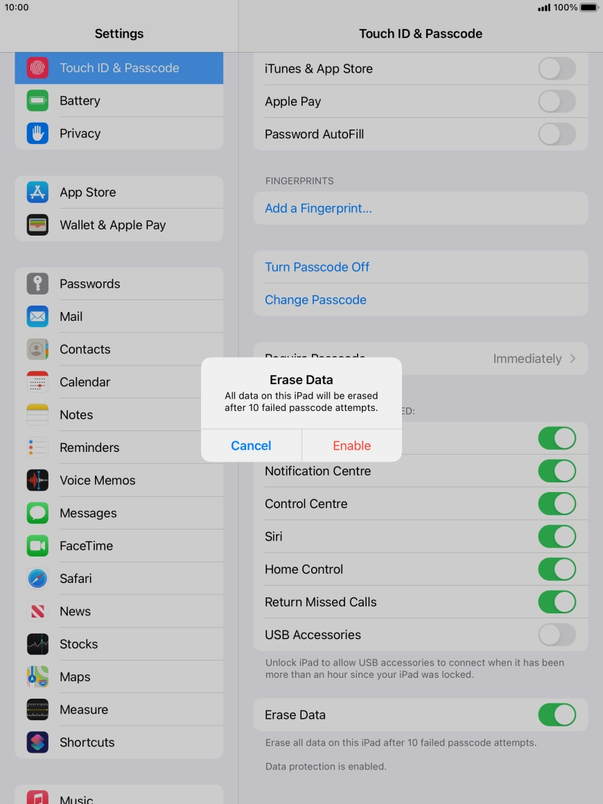 If you turn on the function, press Enable.