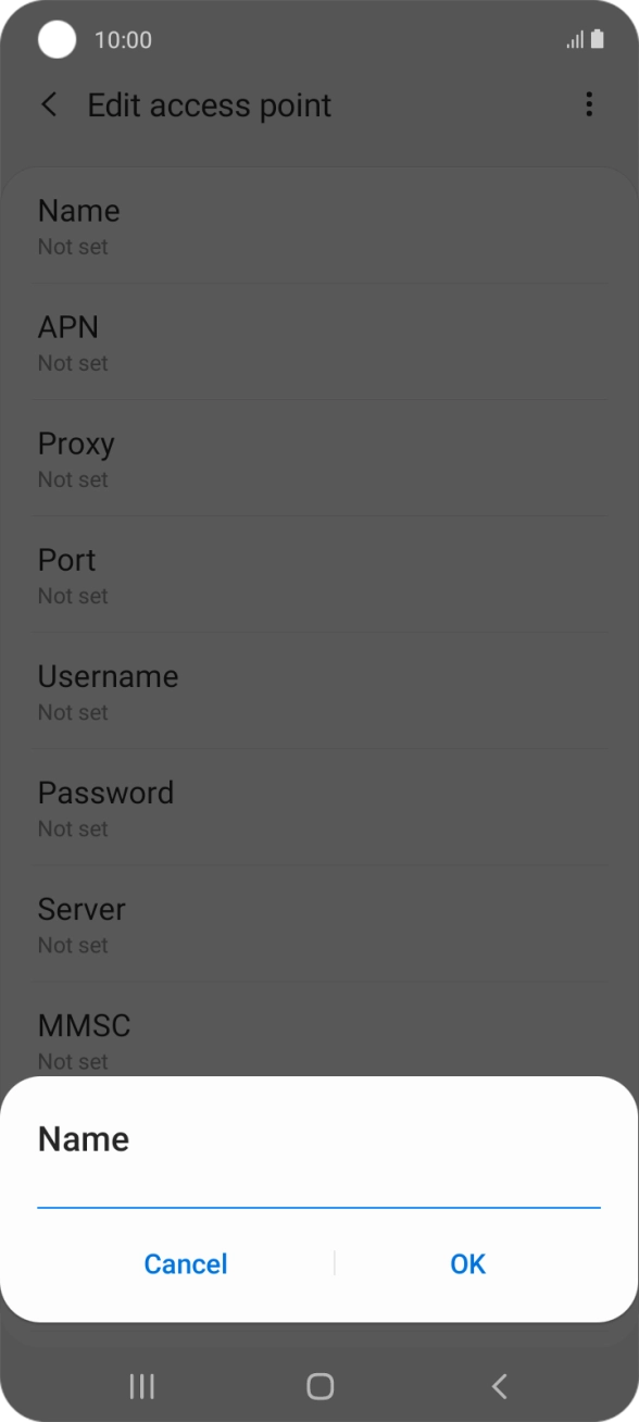 Key in Telstra Internet and press OK. Key in Telstra Internet and press OK.