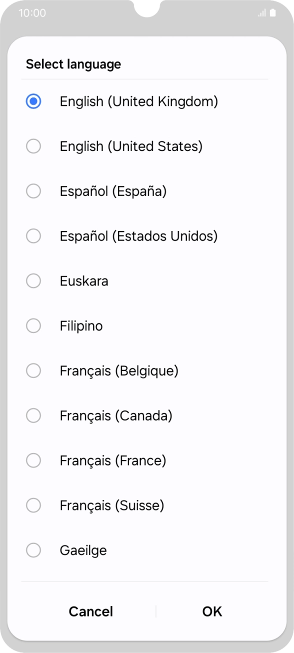 Press the required language. Press the required language.