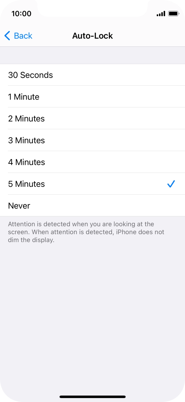 Press the required setting.
