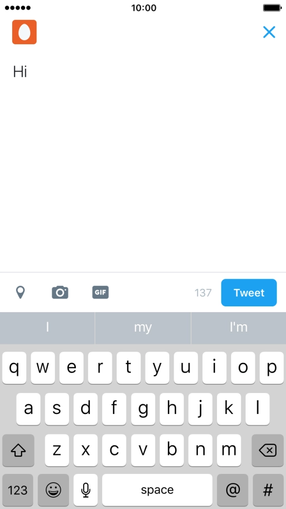 Write the required text and press Tweet.