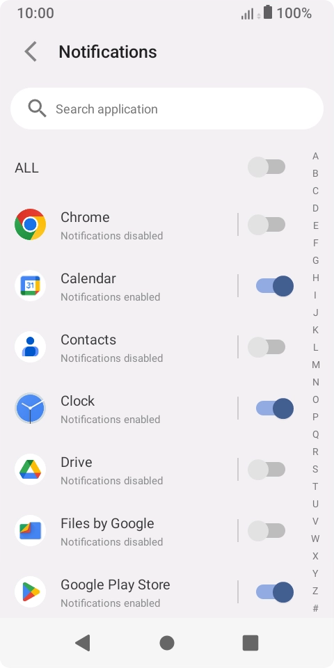 Press the indicators next to the required apps to turn the function on or off.
