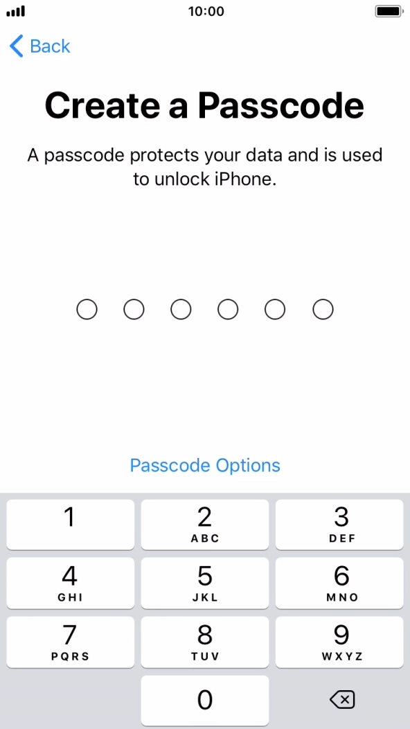 Press Passcode Options.