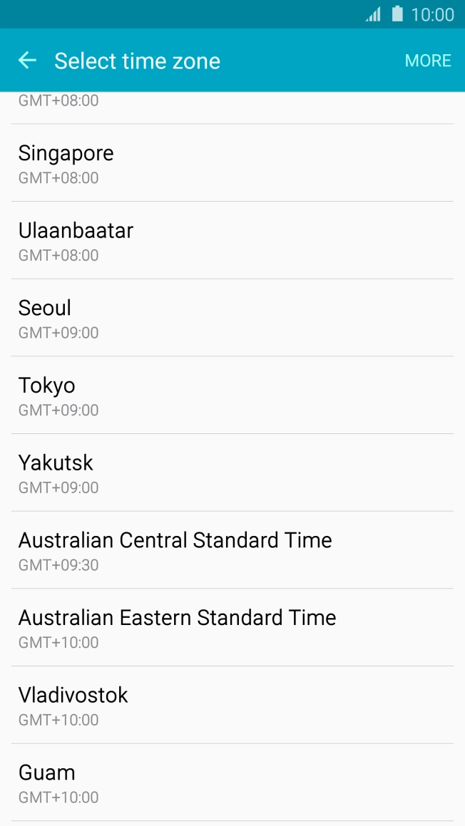 Press the required time zone.
