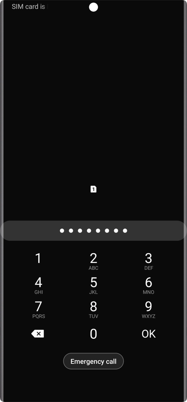 Key in the PUK and press OK.