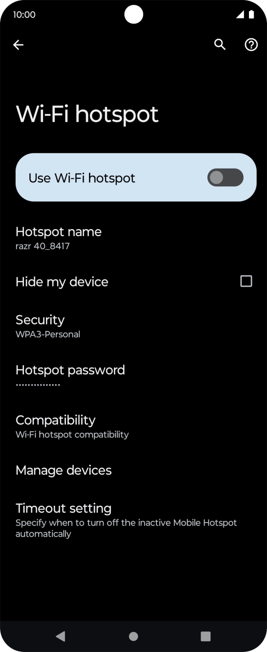 Press Hotspot password.