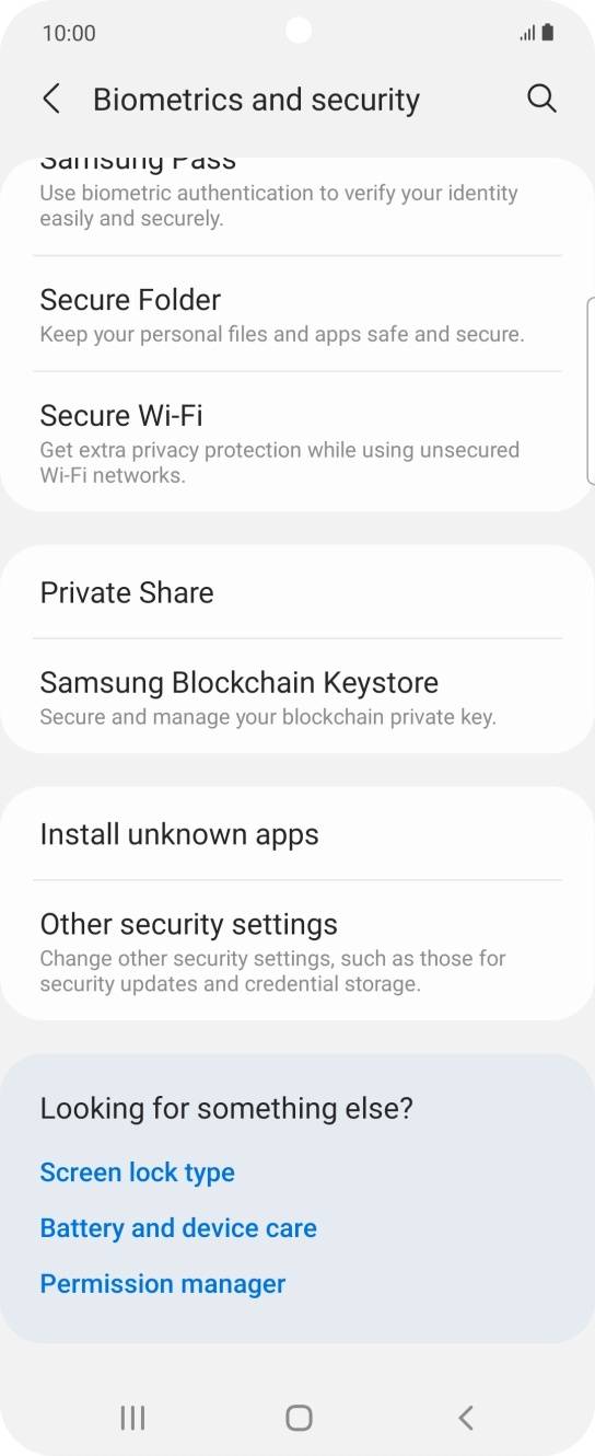 Press Other security settings. Press Other security settings.