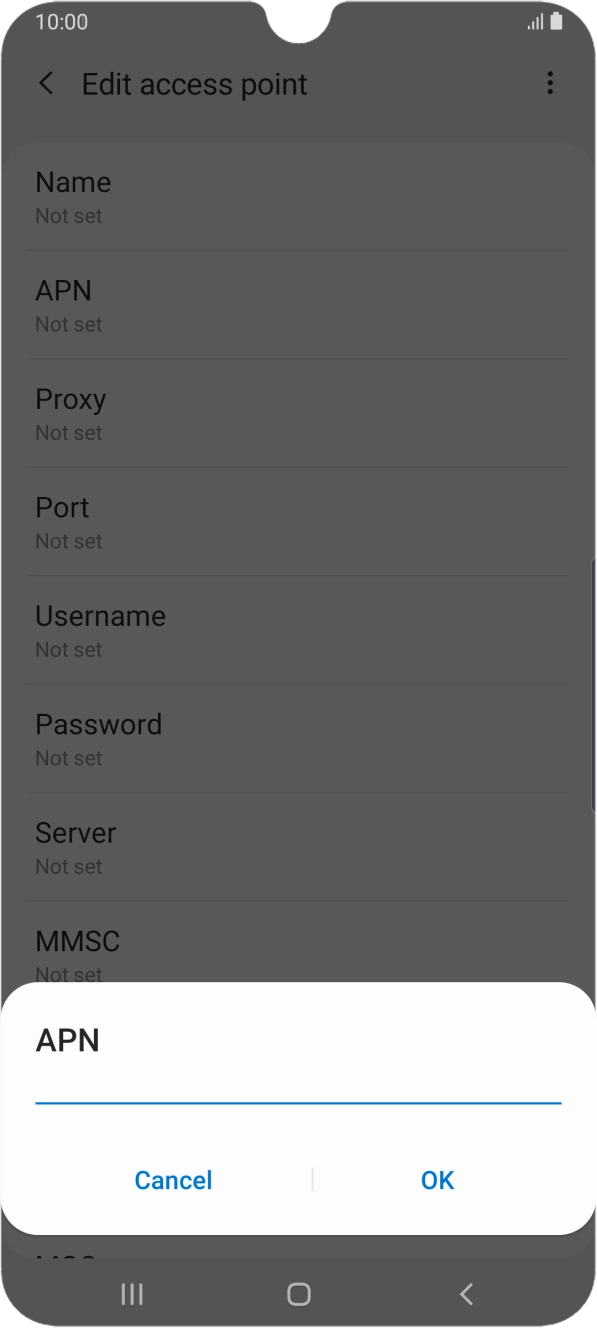 Key in telstra.wap and press OK.