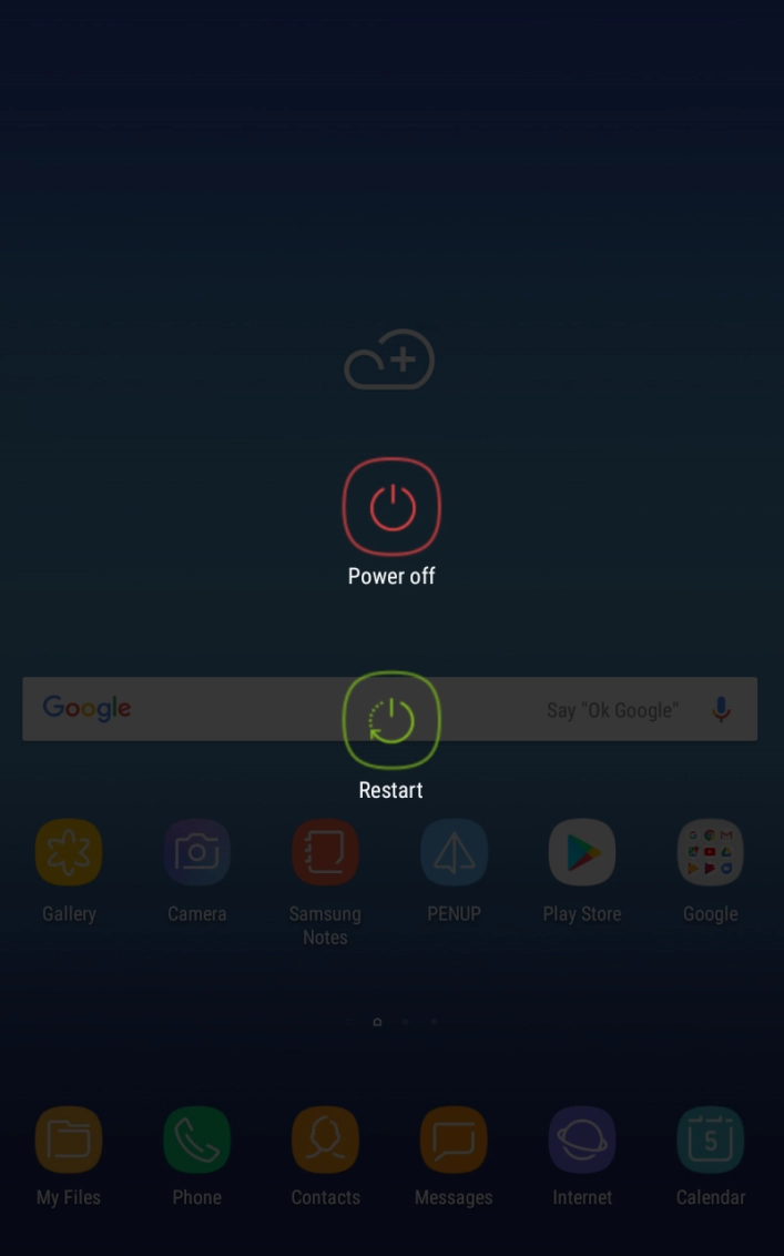 Press Power off. Press Power off.