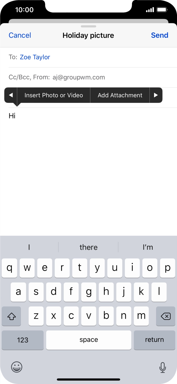 Press Insert Photo or Video and follow the instructions on the screen to attach a picture or a video clip.