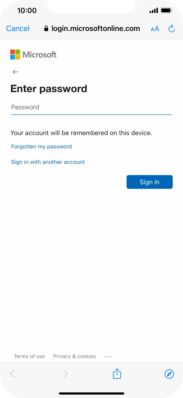 Press Password and key in the password for your email account. Press Password and key in the password for your email account.