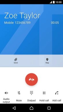 Press the end call icon.