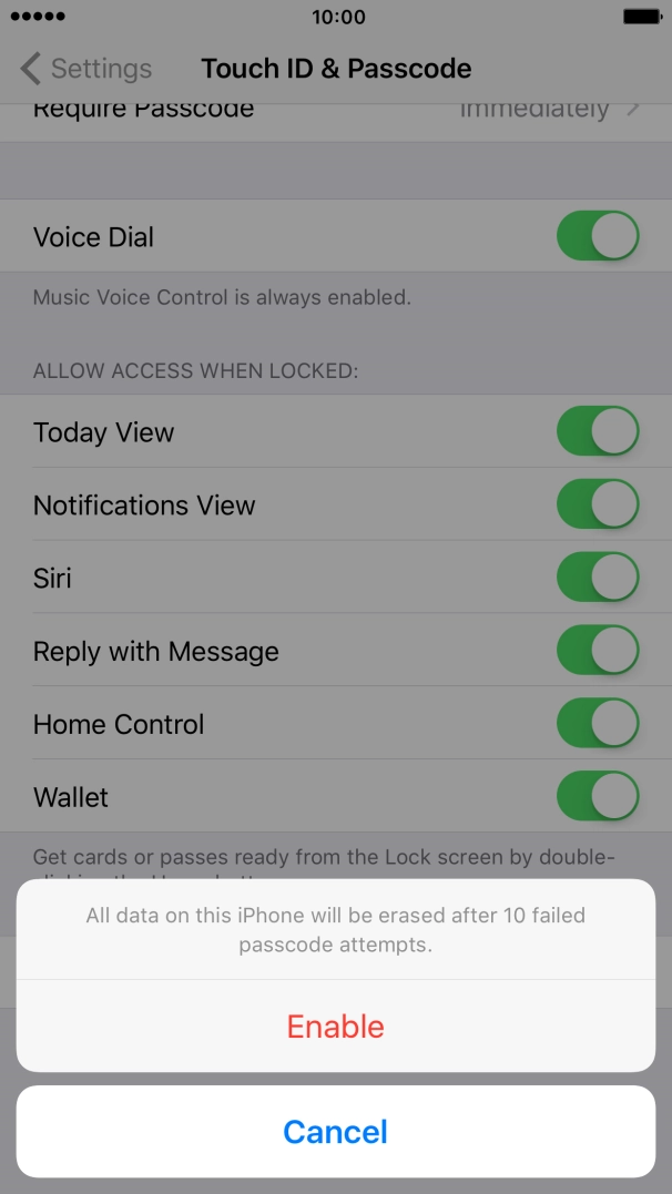 If you turn on the function, press Enable.