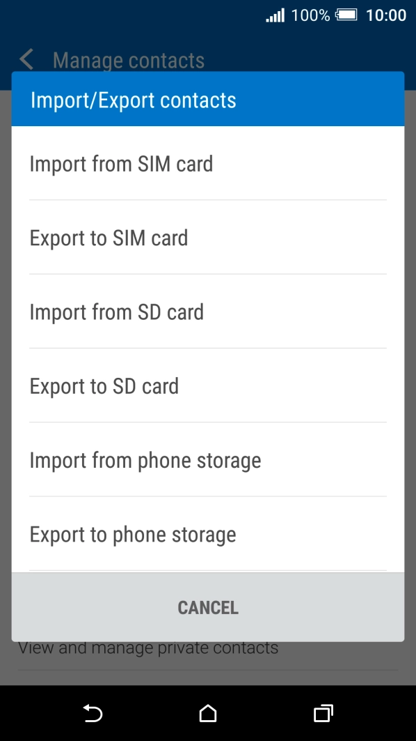 Press Import from SIM card.
