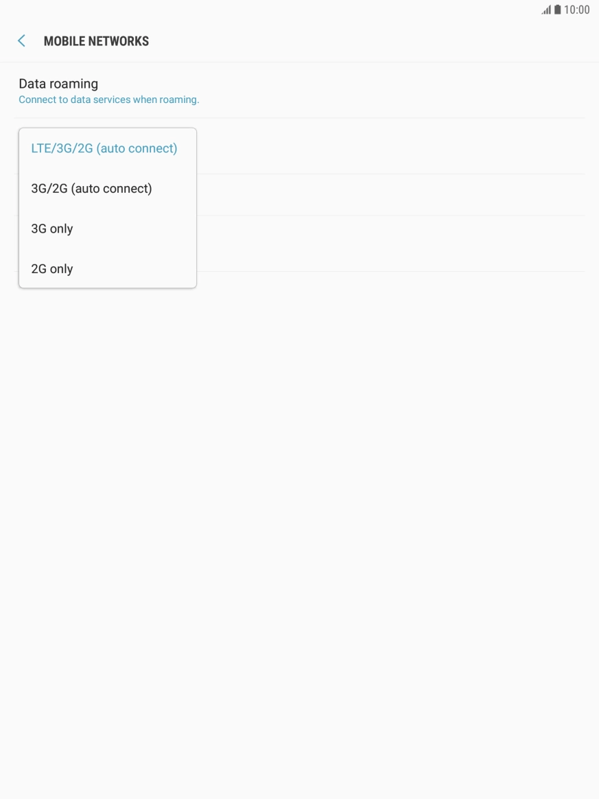 Press the required network mode.