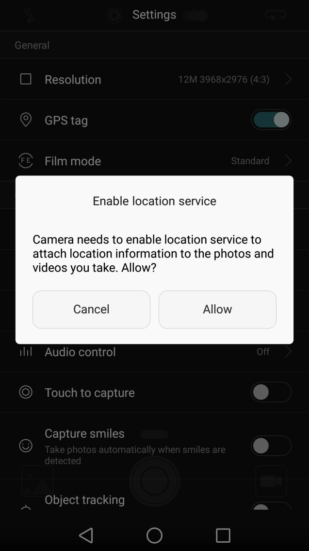 If you turn on the function, press Allow.