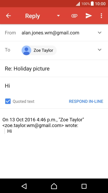 Write the required text and press the send icon.