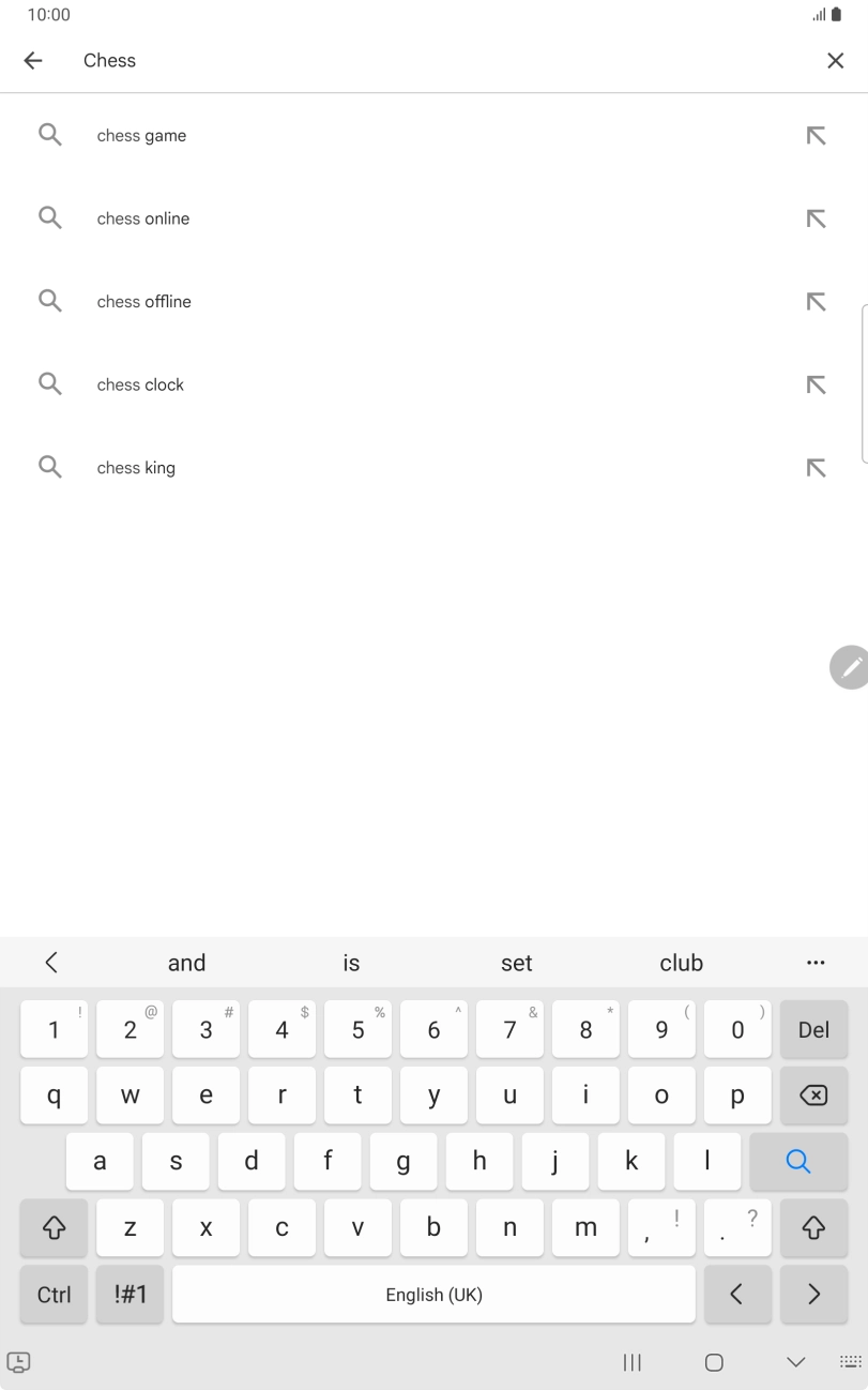 Key in the name or subject of the required app and press the search icon.