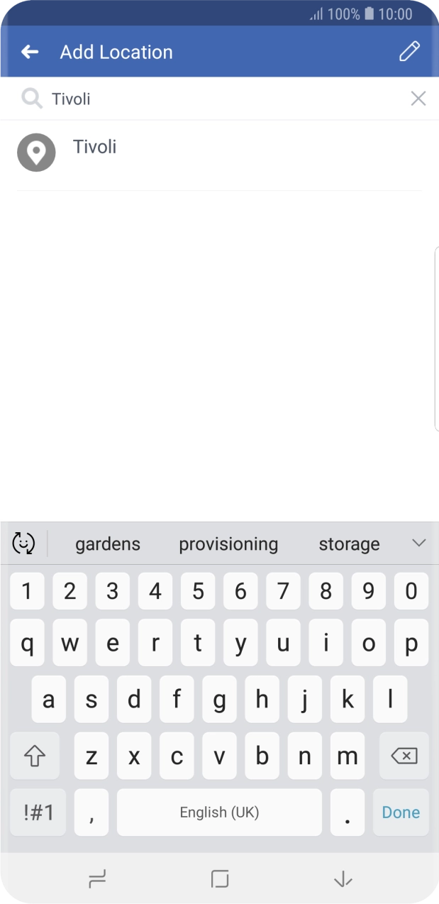 Press the required location.