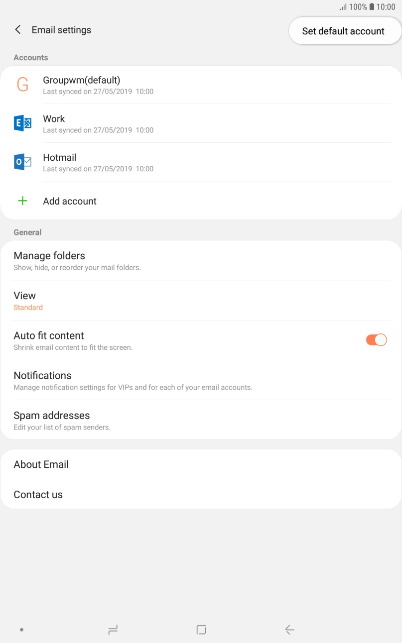 Press Set default account.