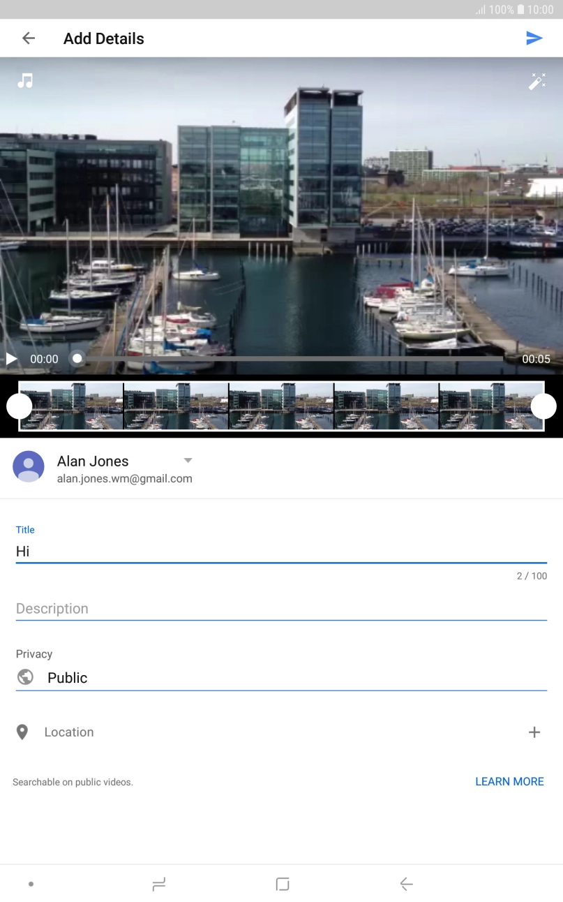 Key in the required text and press the upload icon.