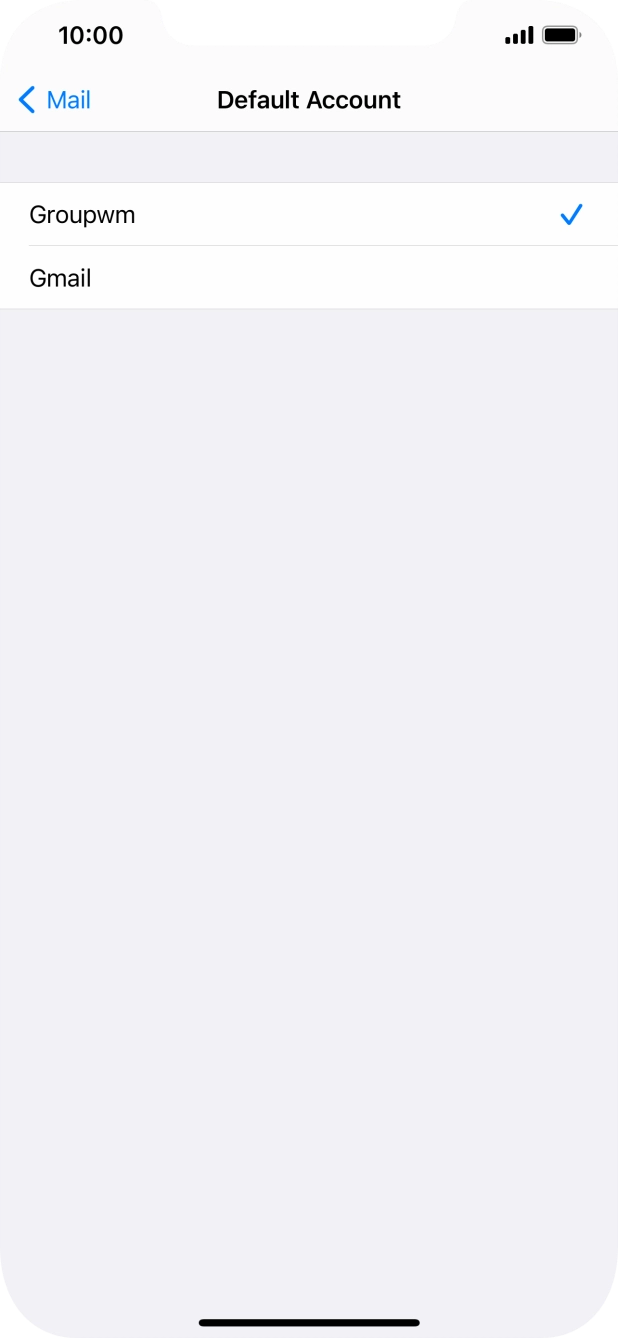 Press the required email account to select the email account as your default account.
