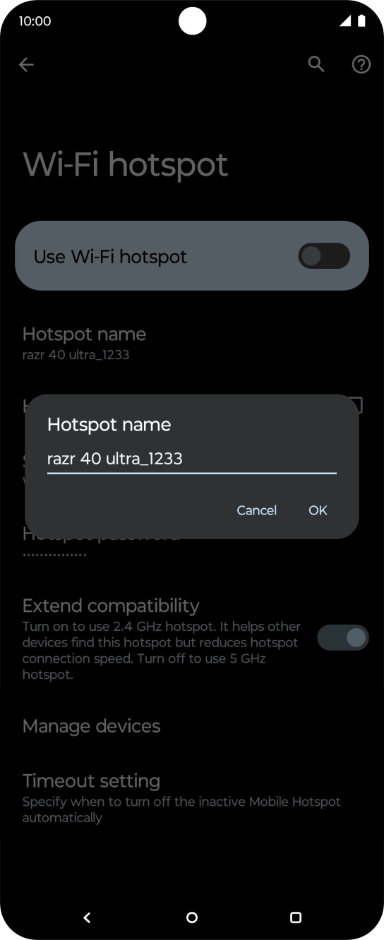 Key in the required Wi-Fi hotspot name and press OK.