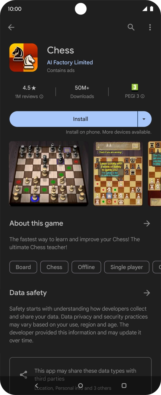 Press Install and follow the instructions on the screen to install the app.