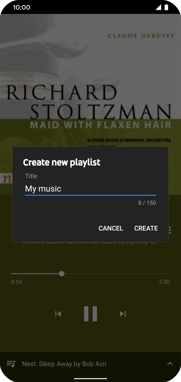 Key in a name for the playlist and press CREATE.