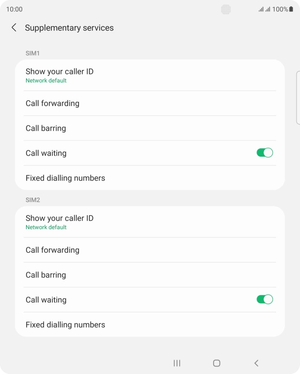 Press Call barring below the required SIM. Press Call barring below the required SIM.