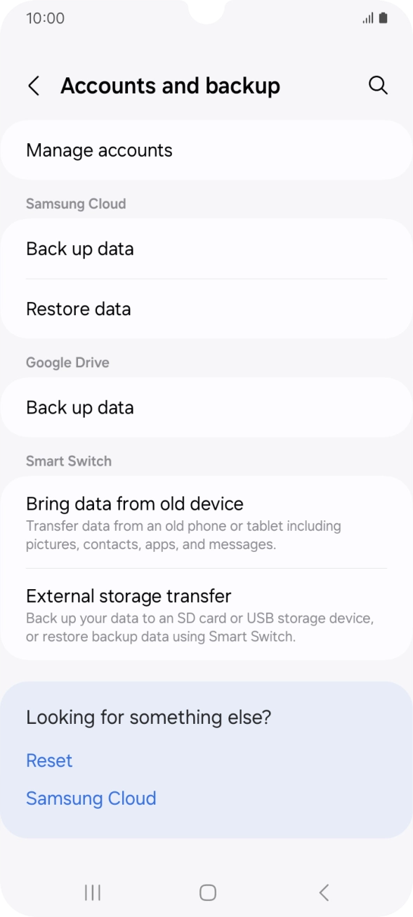 Press Manage accounts.