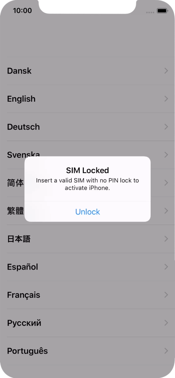 If your SIM is locked, press Unlock.