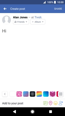 Write the required text and press SHARE.