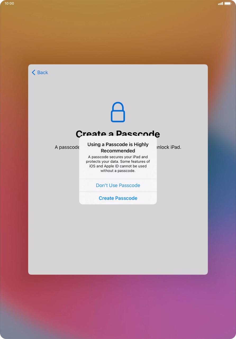 If you turn off the function, press Don't Use Passcode. If you turn off the function, press Don't Use Passcode.
