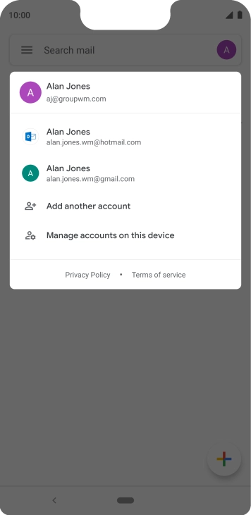 Press the required email account. Press the required email account.