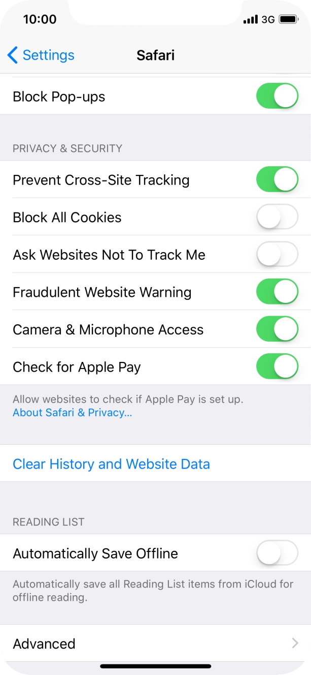 Press Clear History and Website Data.