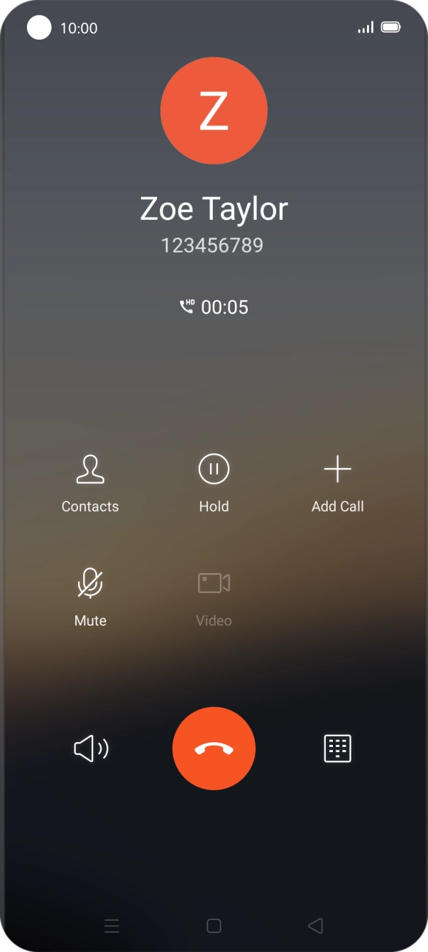 Press the end call icon.