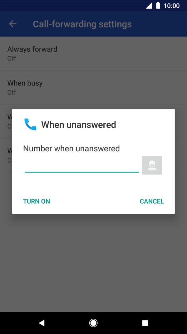 Key in +61101 and press TURN ON.