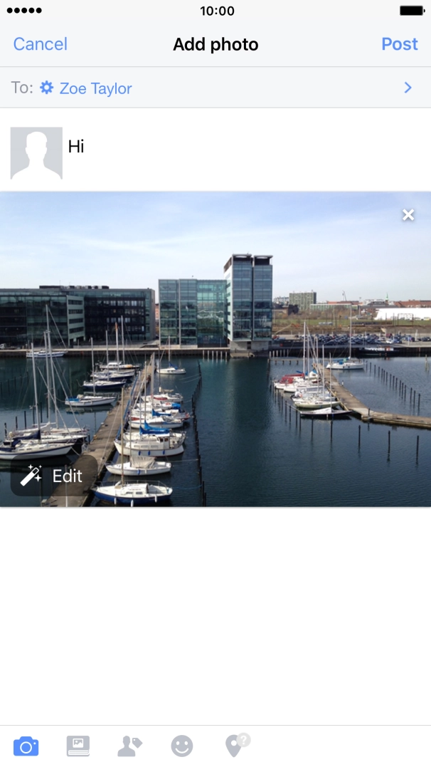 Write the required text and press Post.