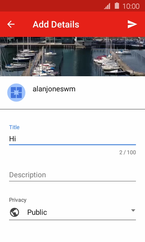 Key in the required text and press the upload icon.