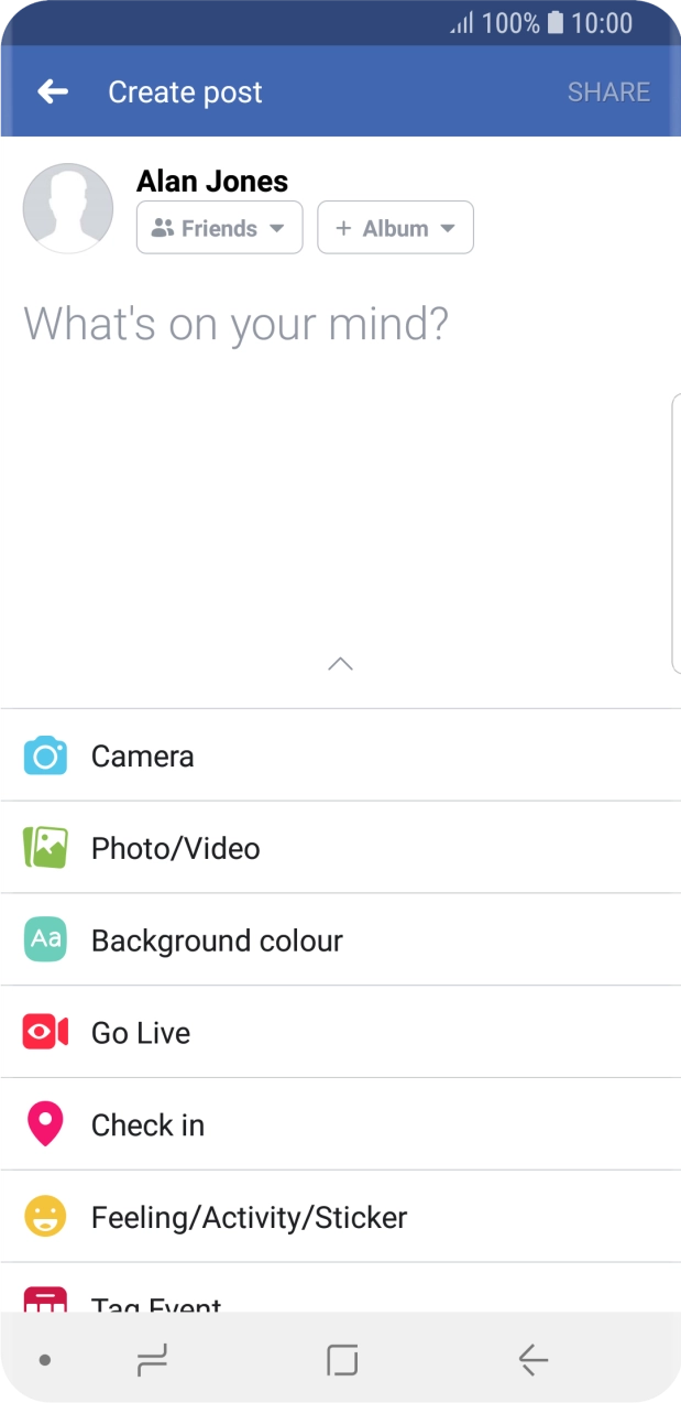 Press the text input field and write the required text.