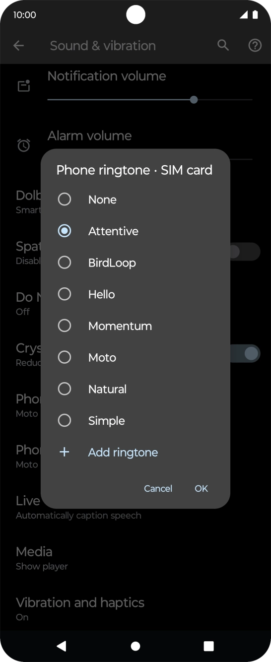 Once you've found a ring tone you like, press OK.