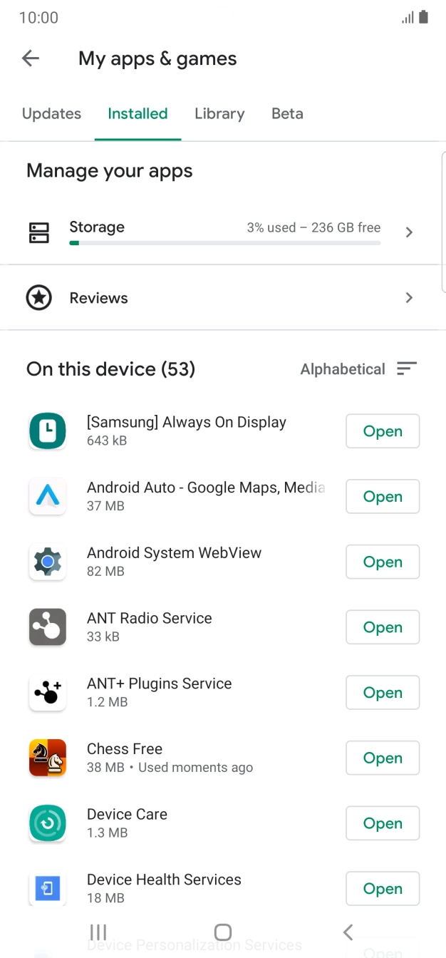Press the required app.