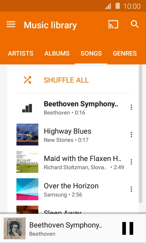 Press the song title.